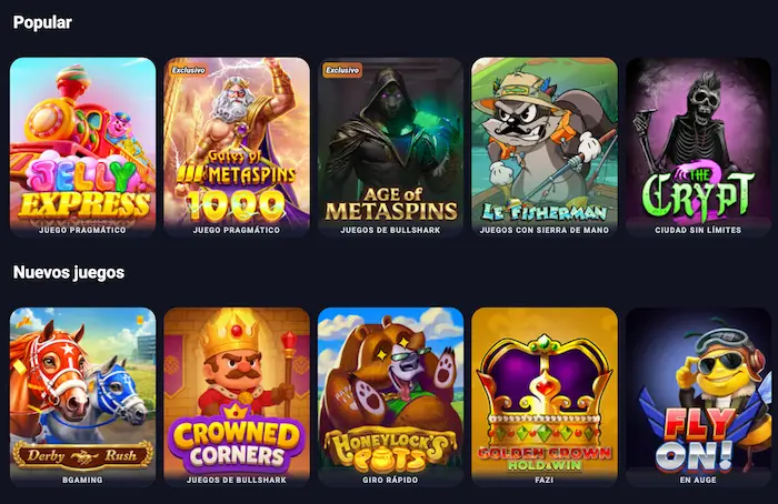 Metaspins Casino Argentina games